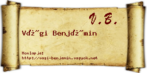 Vági Benjámin névjegykártya